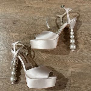 Sophia Webster Natalia Snip Toe Pearlized Bead High Heel Platform Sandals Pearl